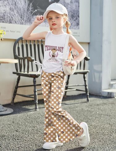 Arshiner Toddler Girl Clothes 2 قطعة من الجانبين قم بتعديل قمم الخزانات وضرب طماق. in Saudi Arabia