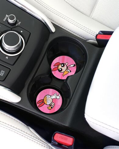 Elektroplate Officially Licensed Powerpuff Girls Bubbles Automotive Ceramic Coasters (2.6" Diameter) | Universal Fit for All Cars, Trucks, SUVs, and More | Absorbent Non-Slip Durable | Set of 2 in Saudi Arabia