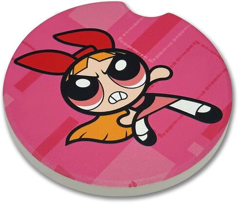 Elektroplate Officially Licensed Powerpuff Girls Bubbles Automotive Ceramic Coasters (2.6" Diameter) | Universal Fit for All Cars, Trucks, SUVs, and More | Absorbent Non-Slip Durable | Set of 2 in Saudi Arabia