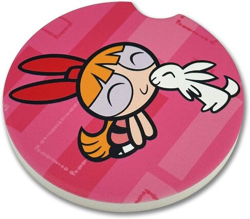 Elektroplate Officially Licensed Powerpuff Girls Bubbles Automotive Ceramic Coasters (2.6" Diameter) | Universal Fit for All Cars, Trucks, SUVs, and More | Absorbent Non-Slip Durable | Set of 2 in Saudi Arabia