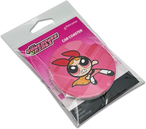 Elektroplate Officially Licensed Powerpuff Girls Bubbles Automotive Ceramic Coasters (2.6" Diameter) | Universal Fit for All Cars, Trucks, SUVs, and More | Absorbent Non-Slip Durable | Set of 2 in Saudi Arabia