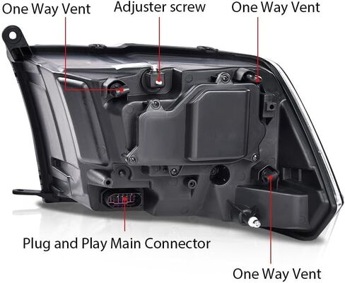 G-Plus LED DRL Projector Assembly Assembly ، Fit for 2013 2014 2105 2106 2017 2018 Dodge RAM 1500 2500 3500 Mealamps ، Driver & Raptenger ، Clear Lens Black Housing Reflector in Kuwait