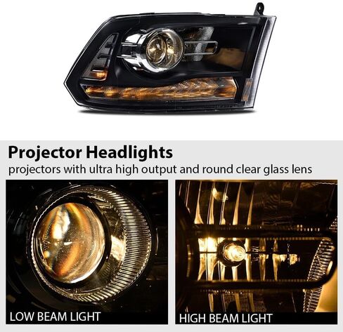 G-Plus LED DRL Projector Assembly Assembly ، Fit for 2013 2014 2105 2106 2017 2018 Dodge RAM 1500 2500 3500 Mealamps ، Driver & Raptenger ، Clear Lens Black Housing Reflector in Kuwait