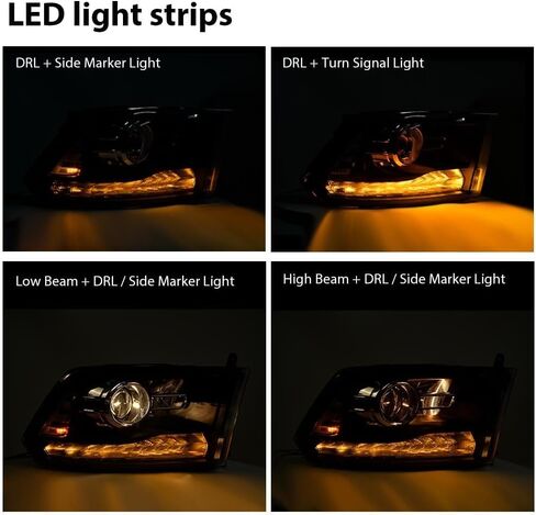 G-Plus LED DRL Projector Assembly Assembly ، Fit for 2013 2014 2105 2106 2017 2018 Dodge RAM 1500 2500 3500 Mealamps ، Driver & Raptenger ، Clear Lens Black Housing Reflector in Kuwait