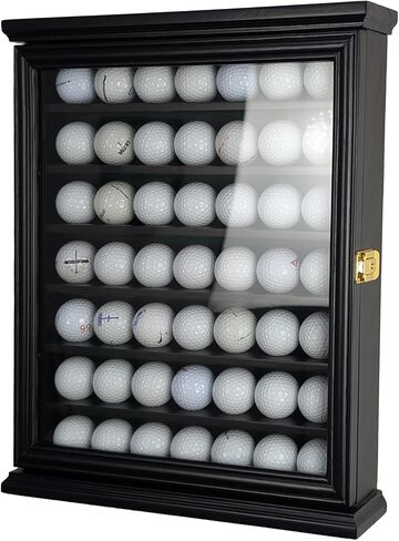 Exquisite Golf Ball Display Case - Lockable Door & Real Glass Window - Golf Ball Holder Display Wall Mount Shadow Box - Black - Office Decor and Storage Solution for Golf Balls in Saudi Arabia