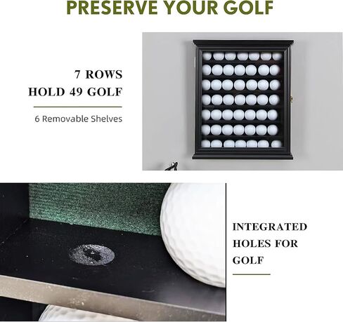 Exquisite Golf Ball Display Case - Lockable Door & Real Glass Window - Golf Ball Holder Display Wall Mount Shadow Box - Black - Office Decor and Storage Solution for Golf Balls in Saudi Arabia