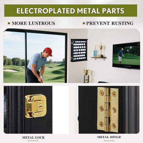 Exquisite Golf Ball Display Case - Lockable Door & Real Glass Window - Golf Ball Holder Display Wall Mount Shadow Box - Black - Office Decor and Storage Solution for Golf Balls in Saudi Arabia