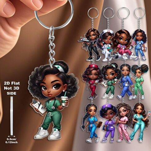 12pcs أصول أصول أصول أفريقية ممرضة أكريليك مفاتيح - 2D Cute RN/LPN سحر ، تخرج التمريض/هدايا الطلاب | حقيبة الظهر/ديكور السيارات/المكتب ، عيد ميلاد/عيد الميلاد/ممرضة أسبوع الحفلات in Saudi Arabia
