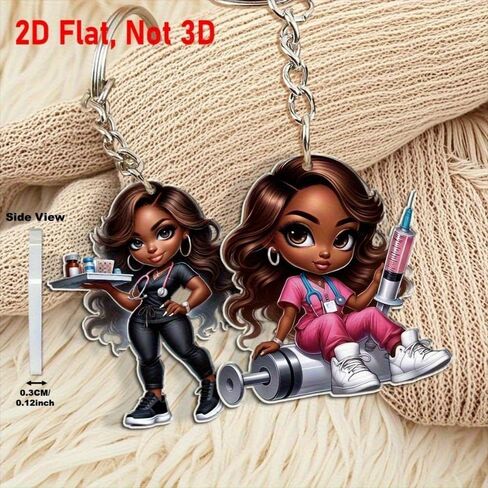 12pcs أصول أصول أصول أفريقية ممرضة أكريليك مفاتيح - 2D Cute RN/LPN سحر ، تخرج التمريض/هدايا الطلاب | حقيبة الظهر/ديكور السيارات/المكتب ، عيد ميلاد/عيد الميلاد/ممرضة أسبوع الحفلات in Saudi Arabia