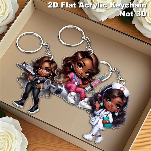 12pcs أصول أصول أصول أفريقية ممرضة أكريليك مفاتيح - 2D Cute RN/LPN سحر ، تخرج التمريض/هدايا الطلاب | حقيبة الظهر/ديكور السيارات/المكتب ، عيد ميلاد/عيد الميلاد/ممرضة أسبوع الحفلات in Saudi Arabia