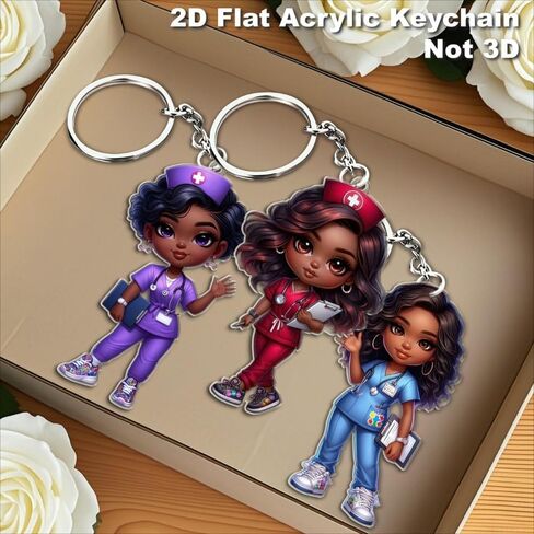 12pcs أصول أصول أصول أفريقية ممرضة أكريليك مفاتيح - 2D Cute RN/LPN سحر ، تخرج التمريض/هدايا الطلاب | حقيبة الظهر/ديكور السيارات/المكتب ، عيد ميلاد/عيد الميلاد/ممرضة أسبوع الحفلات in Saudi Arabia