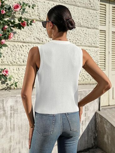 BB&KK Womens Sweater Vest Sleeveless Knit V Neck Button Fashion Casual Loose Spring Summer Waistcoat Cardigan in Kuwait