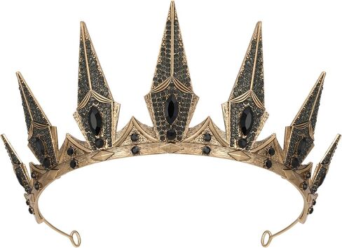 التيجان القوطية Sweetv للنساء الأسود تاج ملكة التاج ملحقات الشعر الساحرة للزي الهالوين حفلة موسيقية ， الذهب in Kuwait
