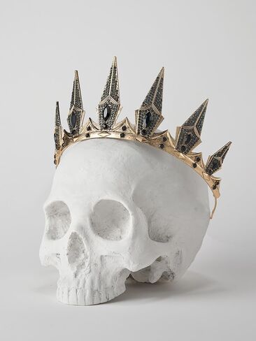 التيجان القوطية Sweetv للنساء الأسود تاج ملكة التاج ملحقات الشعر الساحرة للزي الهالوين حفلة موسيقية ， الذهب in Kuwait