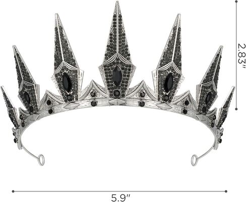 التيجان القوطية Sweetv للنساء الأسود تاج ملكة التاج ملحقات الشعر الساحرة للزي الهالوين حفلة موسيقية ， الذهب in Kuwait