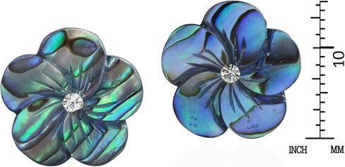 Aeravida Abalone Shell Plumeria Flower .925 Sterling Silver Post Earrings | أقراط أنيقة مستوحاة من الأزهار للنساء | المجوهرات الفضية الفضية والسترات الاسترليني in Saudi Arabia
