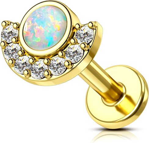 Colorful Opal Tragus Jewelry 16G Vintage Helix Cartilage Earrings Stud Internally Thread Labret Stud Surgical Steel in Kuwait