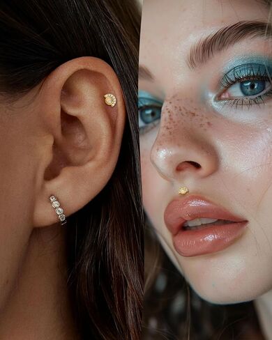 Colorful Opal Tragus Jewelry 16G Vintage Helix Cartilage Earrings Stud Internally Thread Labret Stud Surgical Steel in Kuwait