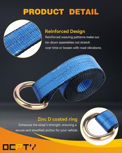 OCPTY 4 x Lasso Straps Wrecker Car Hauler Truck Tow Dolly Tire Wheel Tie Down Strap Blue (2in. X 8ft.) in Saudi Arabia