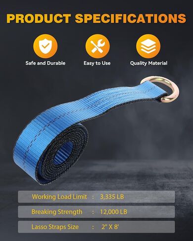 OCPTY 4 x Lasso Straps Wrecker Car Hauler Truck Tow Dolly Tire Wheel Tie Down Strap Blue (2in. X 8ft.) in Saudi Arabia