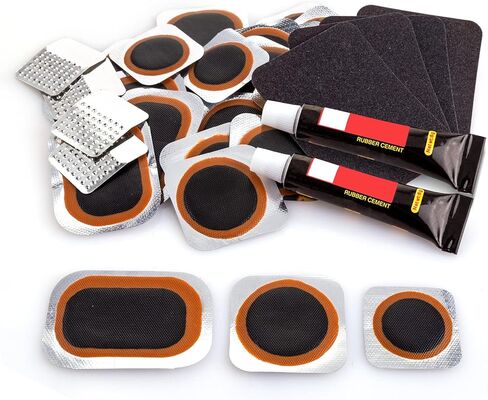 Bike Tire Repair Kits - Bycicle Inner Tube Puncture Patch Kit with 24PCS Vulcanizing Patches,Sandpaper,Metal Rasp,Portable Storage Box for Cycling, Motorcycle, BMX, ATVs, Inflatable Rubber A11 in Saudi Arabia