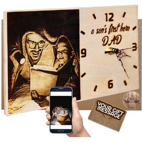 OMGGIFT Personalized Wood Burned Photo Clock - Traditional Gifts for 5 Year Anniversary for Her - Custom Photo Gifts - 5 Year Marriage Gifts - Fifth Wedding Anniversary in Saudi Arabia