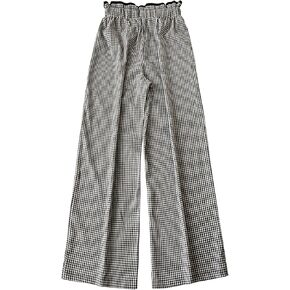 Makemechic النسائية القماش القطني المستقيم الساق الطويلة السراويل الطويلة الرباط الورقية الخصر السراويل مع جيوب in Kuwait