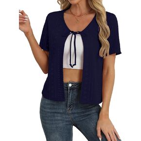 Womens Tie Front Cardigan Lightweight Short Sleeve Cardigans for Women Trendy in Kuwait