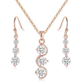 Bridesmaid Jewelry Set Gift for Women 18K Gold or Rose Gold or Silver Plated Necklace Earring Set for Wedding in Kuwait
