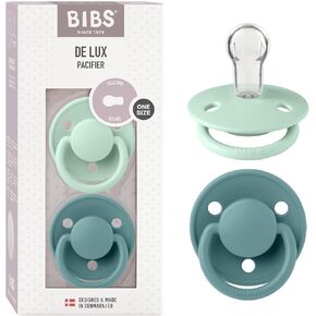 لهايات BIBS - مجموعة دي لوكس | لهاية أطفال خالية من مادة BPA | صنع في الدنمارك | مجموعة من 2 لهايات فاخرة بلون الخردل/البترول | مقاس واحد in Kuwait