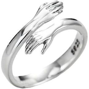 Simple Hug Ring for Women Gold Silver Copper Polishing Open Adjustable Hugging Hands Rings for Friend Lover Gift in Saudi Arabia