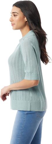 Gloria Vanderbilt Women's Peggy 3/4 Sleeve Collared V-Neck Knit Pullover Standard in Saudi Arabia
