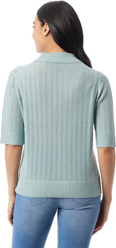Gloria Vanderbilt Women's Peggy 3/4 Sleeve Collared V-Neck Knit Pullover Standard in Saudi Arabia