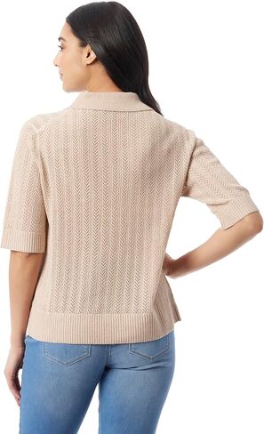 غلوريا فاندربيلت للسيدات Peggy 3/4 Sleeve Collared V-Neck Knit Pullover Standard in Kuwait