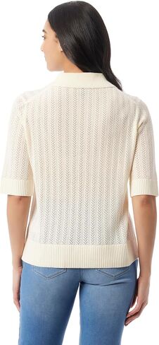 غلوريا فاندربيلت للسيدات Peggy 3/4 Sleeve Collared V-Neck Knit Pullover Standard in Kuwait
