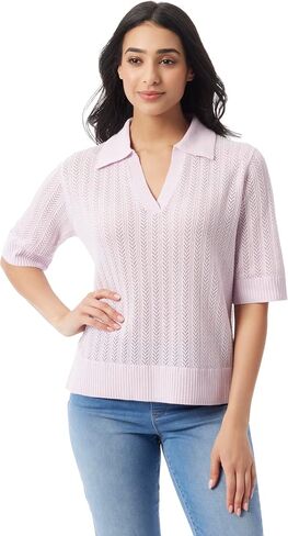 غلوريا فاندربيلت للسيدات Peggy 3/4 Sleeve Collared V-Neck Knit Pullover Standard in Kuwait