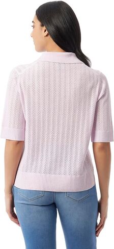غلوريا فاندربيلت للسيدات Peggy 3/4 Sleeve Collared V-Neck Knit Pullover Standard in Kuwait