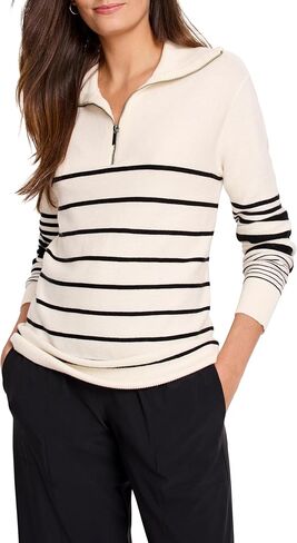 NIC+ZOE Women's Easy Stripe Half Zip Sweater in Saudi Arabia