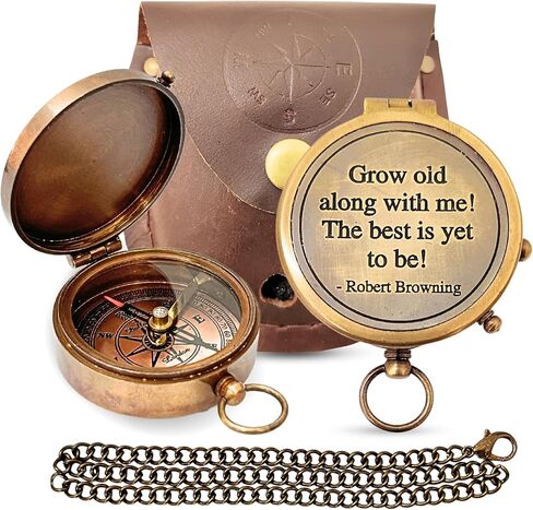 Brass Compass Unique Print 'to My Brother' Engraved Compass with Leather Case and Chain A Great Gift Item for Your Loved One in Saudi Arabia