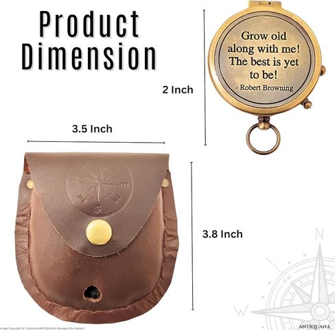 Brass Compass Unique Print 'to My Brother' Engraved Compass with Leather Case and Chain A Great Gift Item for Your Loved One in Saudi Arabia