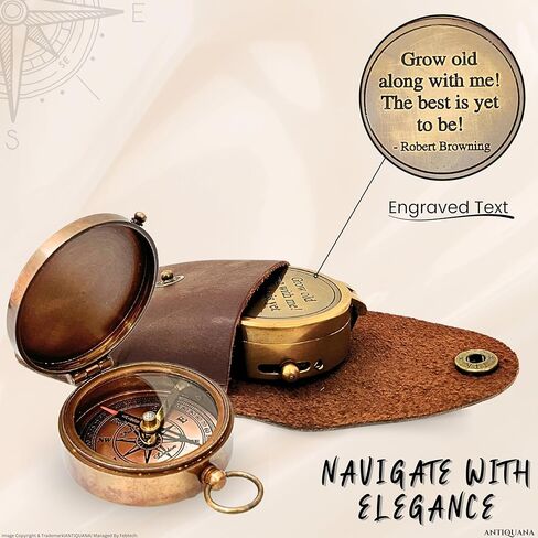 Brass Compass Unique Print 'to My Brother' Engraved Compass with Leather Case and Chain A Great Gift Item for Your Loved One in Saudi Arabia