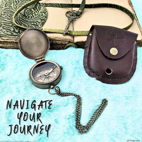 Brass Compass Unique Print 'to My Brother' Engraved Compass with Leather Case and Chain A Great Gift Item for Your Loved One in Saudi Arabia