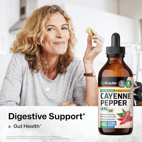 BIO KRAUTER Cayenne Pepper Extract Liquid - Pure Capsaicin Extract - Liquid Cayenne Pepper Drops for Digestive Support - Sugar & Alcohol Free 4 Fl.Oz. in Saudi Arabia