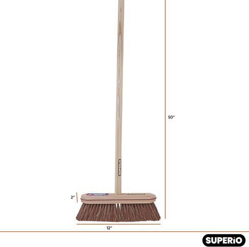 Superio Kitchen Broom - USA Wood Handle, Fine Premium Blue Bristles - Heavy Duty Household Broom - Easy Swiping Dust and Wisp, Home, Kitchen, Lobby, Floors and Corners. in Saudi Arabia