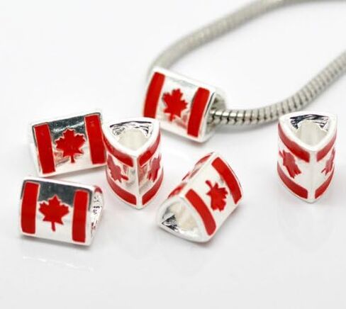 Sexy Sparkles Enamel Triangle Canada Flag Charm Spacer Bead for European Snake Chain Charm Bracelet in Saudi Arabia