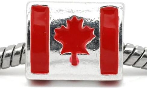 Sexy Sparkles Enamel Triangle Canada Flag Charm Spacer Bead for European Snake Chain Charm Bracelet in Saudi Arabia