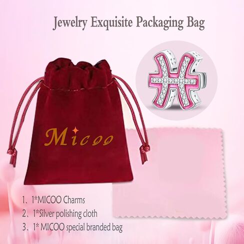 Micoo 925 Sterling Silver Zodiac Signs Charms يناسب أساور Pandora قلادة 5A كوكبة الزركونيا كوكبة سحر للنساء DIY هدية مجوهرات عيد ميلاد DIY in Kuwait