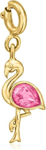 Ross-Simons 0.40 Carat Pink Topaz Flamingo Charm in 18kt Gold Over Sterling in Saudi Arabia