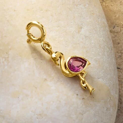 Ross-Simons 0.40 Carat Pink Topaz Flamingo Charm in 18kt Gold Over Sterling in Saudi Arabia