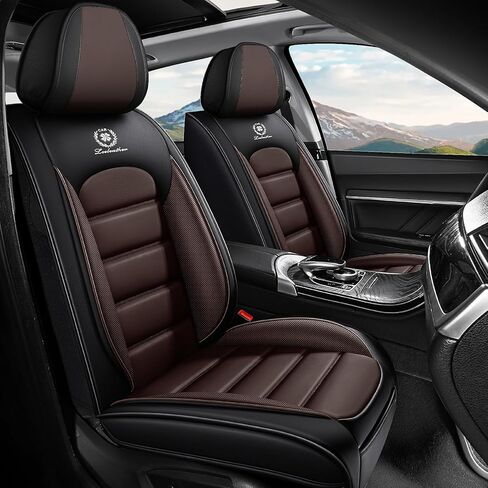 Car Seat Covers Fit for Mercedes-Benz GLK-Class 2010-2015,Waterproof Napa Leather Seat Cushion,Soft and Breathable Auto Vehicle Interior Covers,Standard(Front Set) Black&Coffee in Saudi Arabia